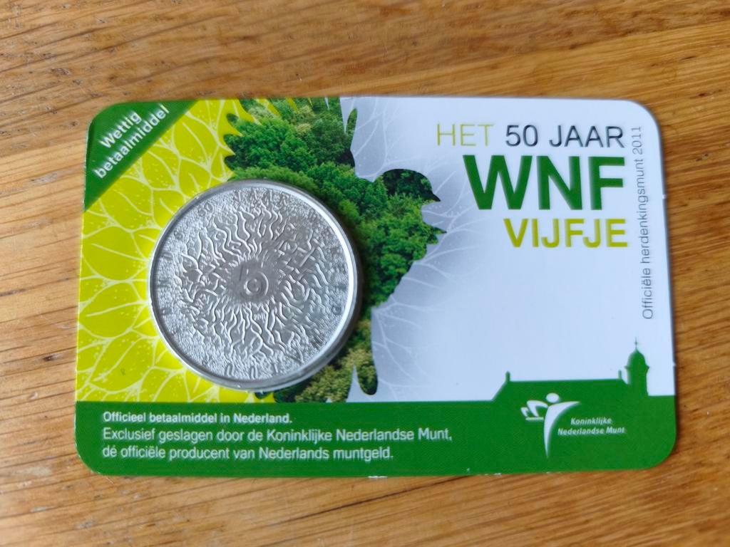 Wereld Natuur Fonds 50 jaar Herdenkingsmunt, Postzegels en Munten, Ophalen of Verzenden, Euro's