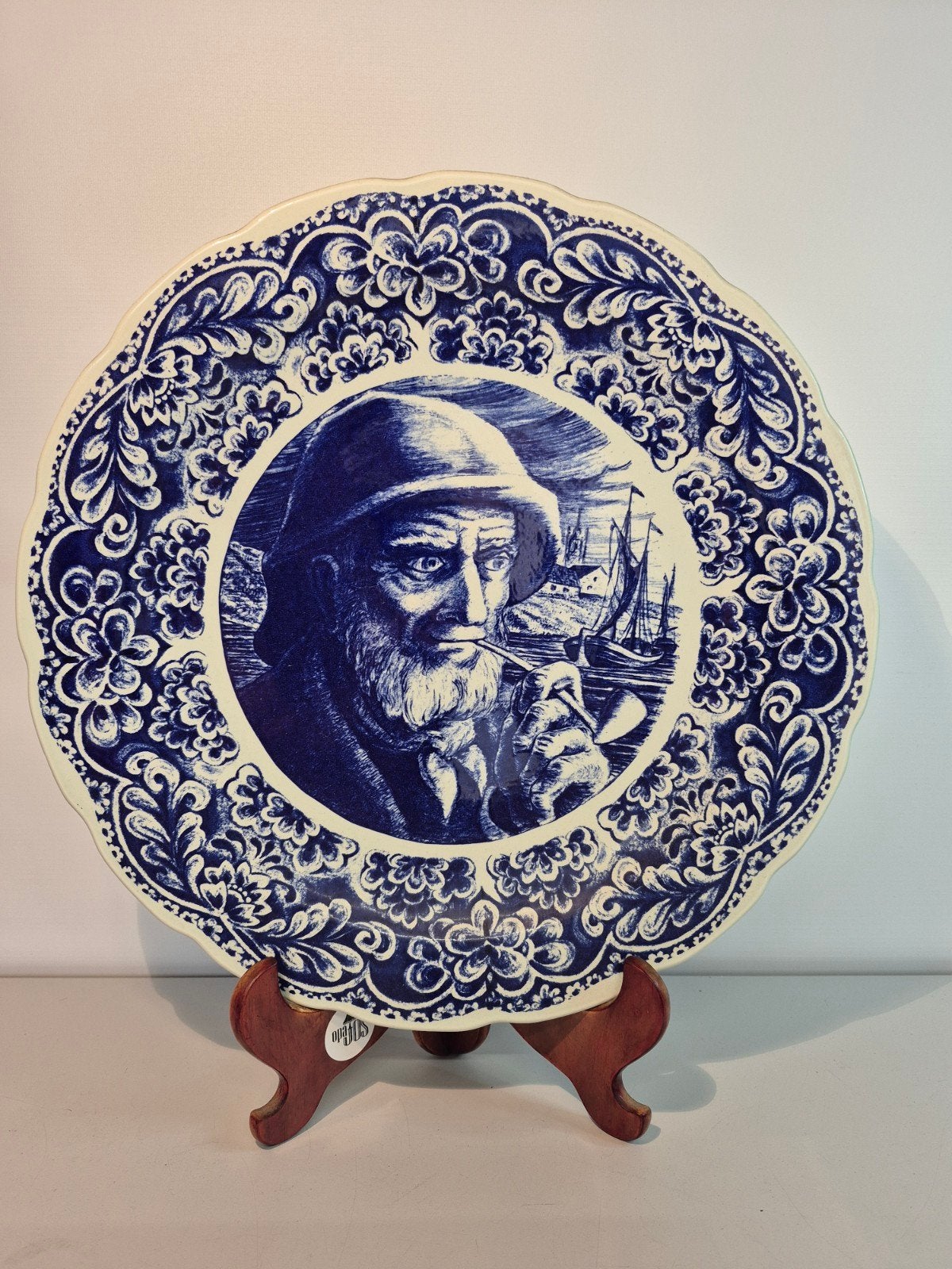 Boch delfts blauw groot bord zee kapitein, Antiek en Kunst, Ophalen of Verzenden
