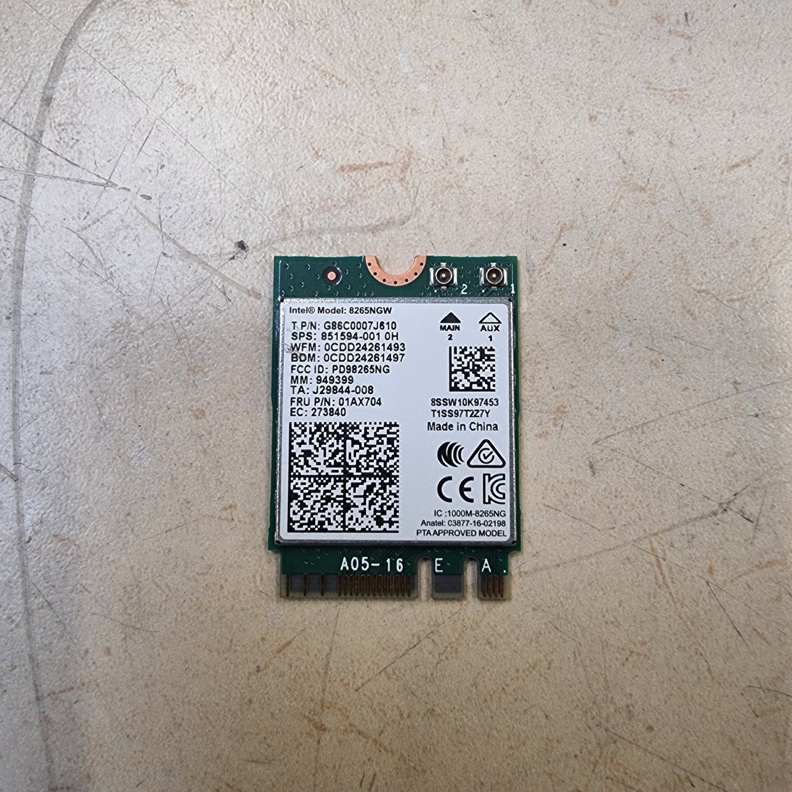 Intel Dual Band Wireless-AC 8265 Wi-Fi Bluetooth M.2 Kaart, Gebruikt, PC, Overige typen, Overige merken