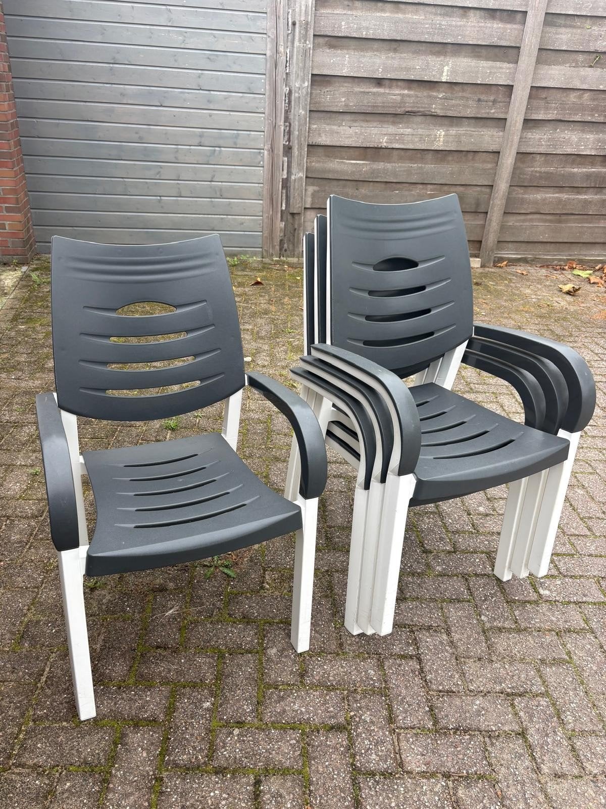 Stapelbare Kettler tuinstoelen met kussens, Ophalen, Gebruikt, Kunststof, Stapelbaar