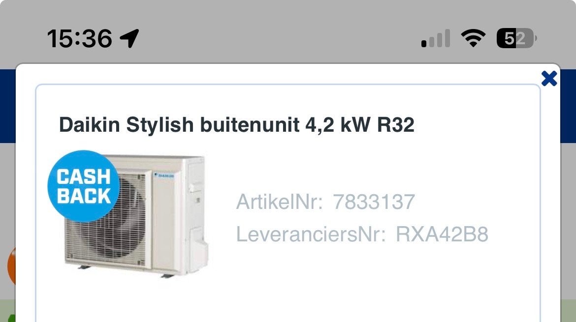 Daikin Stylish buitenunit 4,2 kW R32 gevraagd, Ophalen of Verzenden, Zo goed als nieuw, Energieklasse A of zuiniger, Koelen en Ontvochtigen