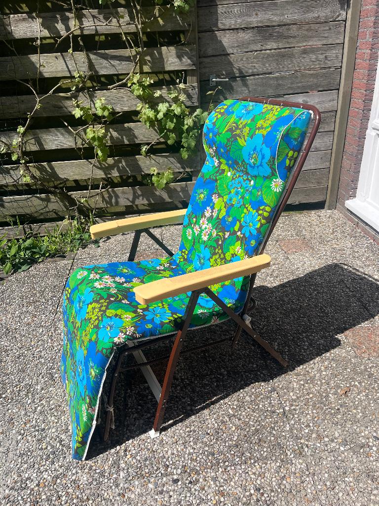 Retro Ligstoel of tuinstoel, Ophalen of Verzenden, Gebruikt