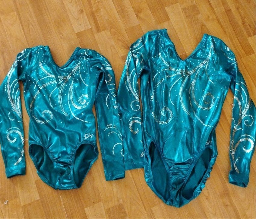 2 zeer nette GK acropakjes / turnpakjes voor duo, Gebruikt, Overige kleuren, Ophalen of Verzenden, Turnpak(je)