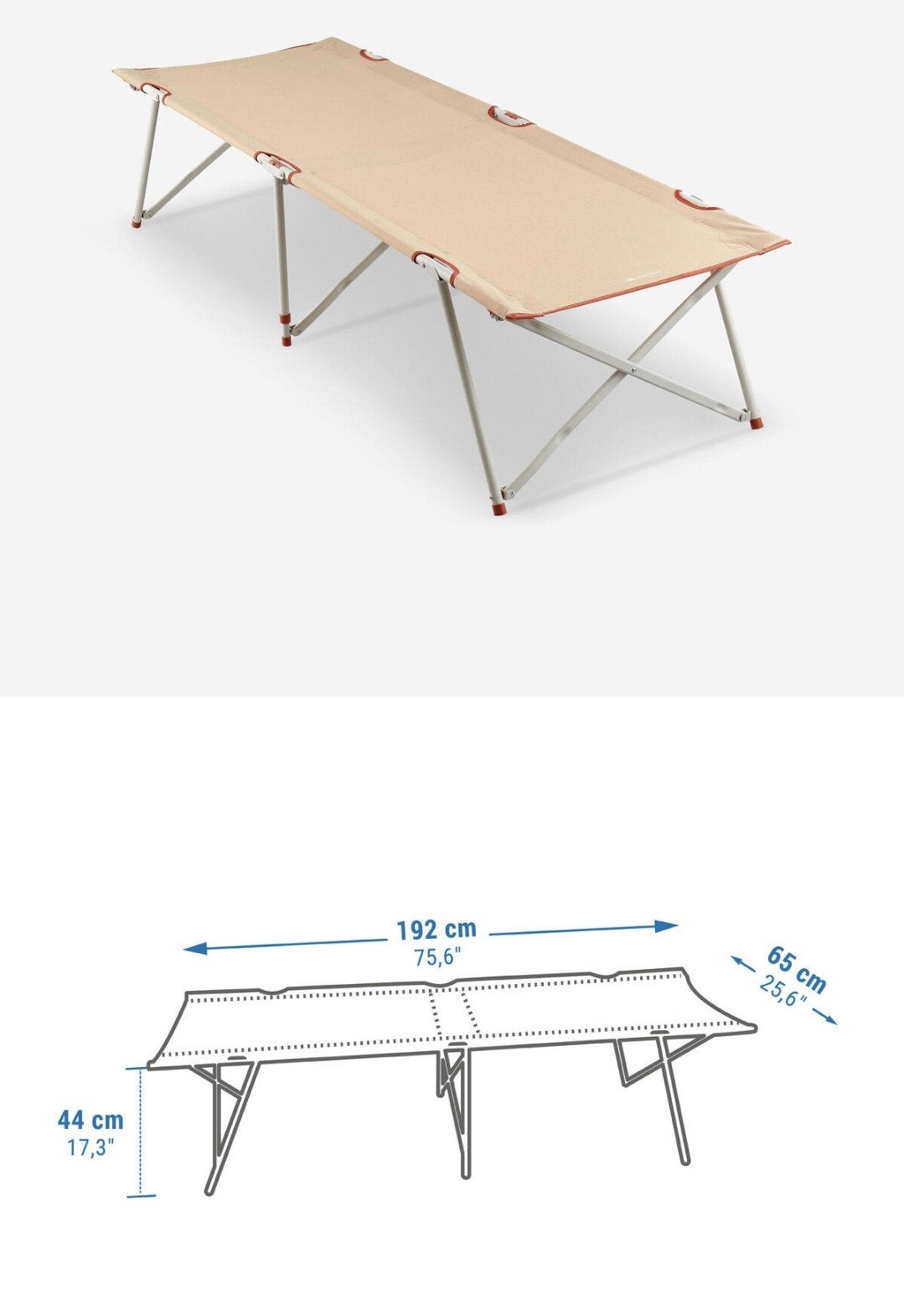 2x Decathlon Quechua Camp Bed Second - Opvouwbaar veldbed, Ophalen, Zo goed als nieuw