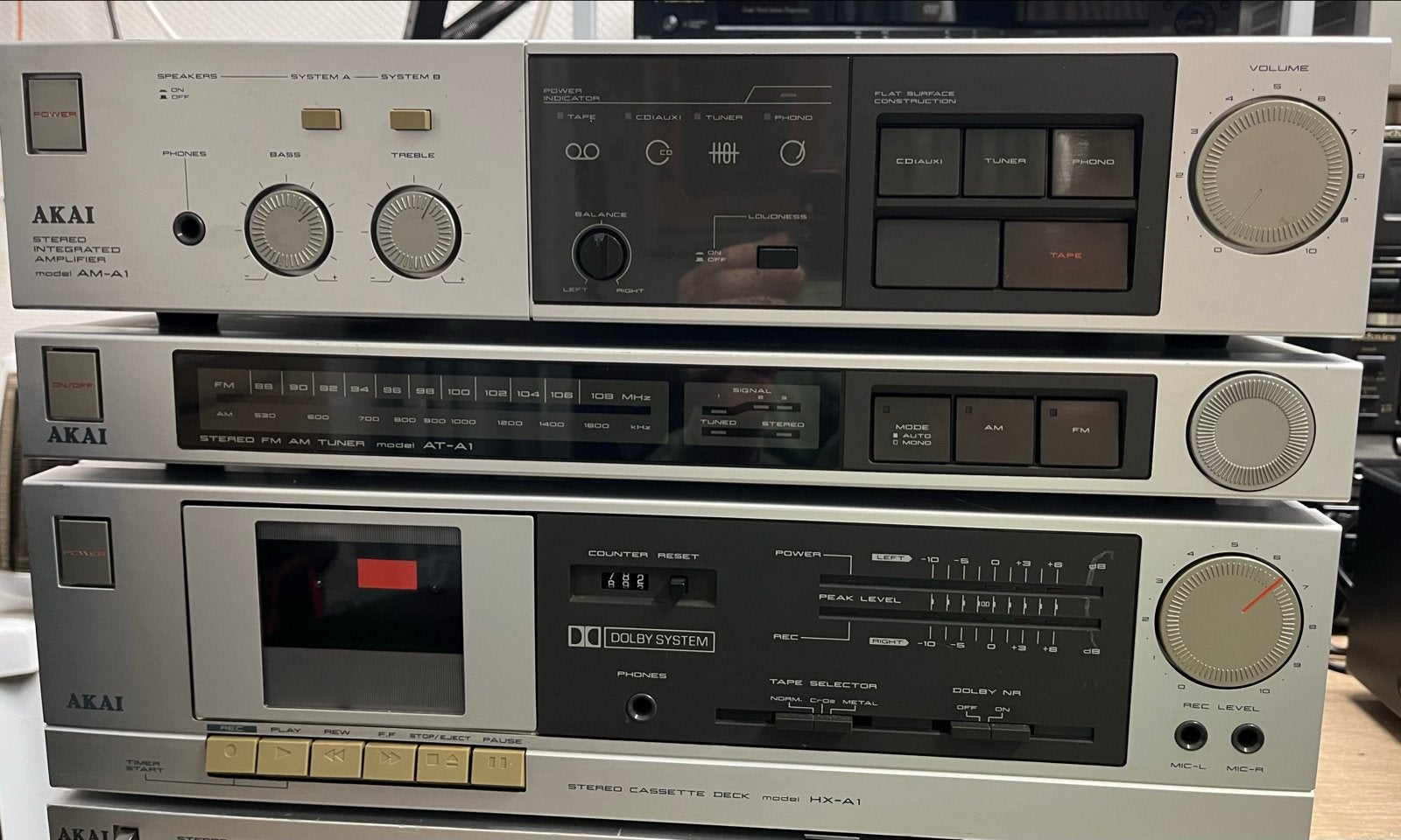 Akai Stereo Set: Versterker, Tuner, Cassettedeck & Platenspe, Audio, Tv en Foto, Ophalen, Gebruikt, Losse componenten, Cassettedeck