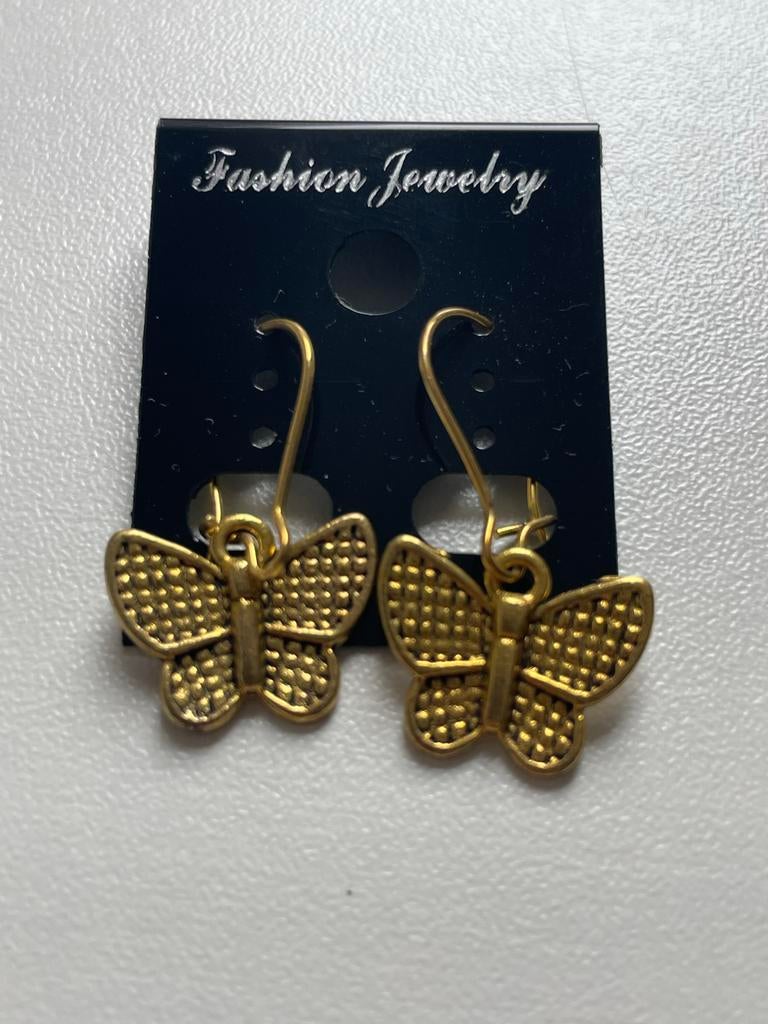 Gouden Vlinder Oorbellen - Fashion Jewelry, Overige materialen, Hangers, Nieuw, Ophalen of Verzenden