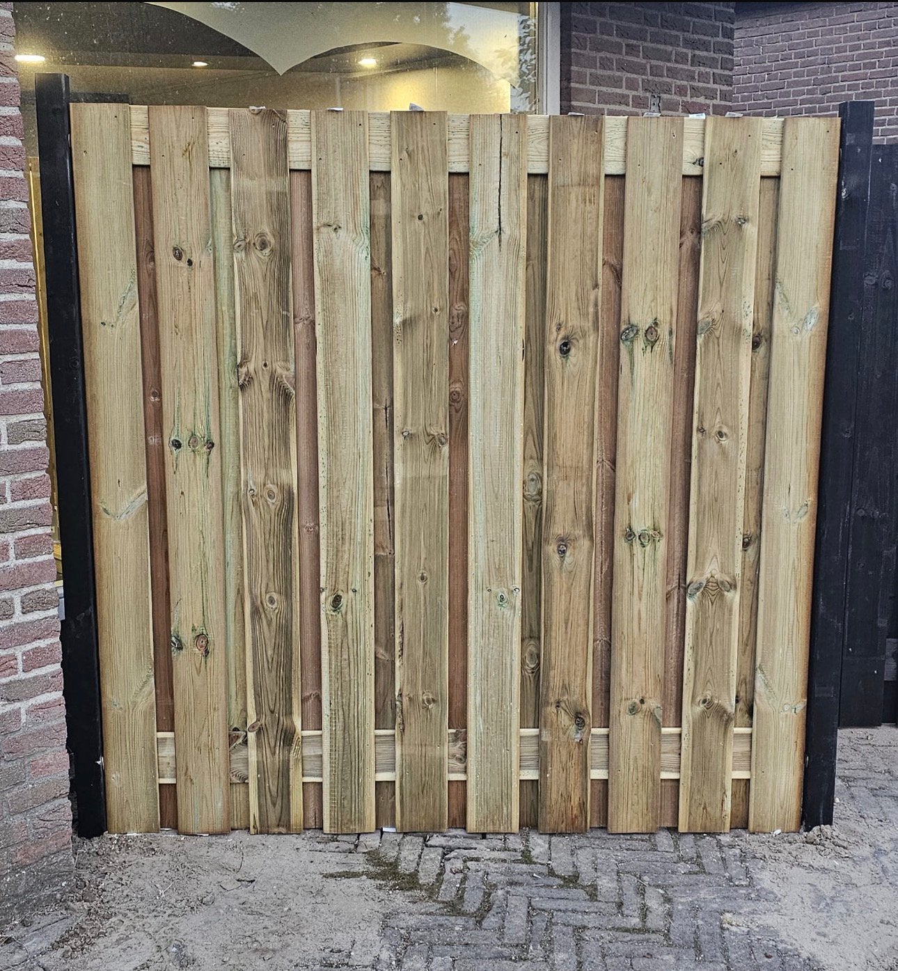 Groen Geïmpregneerd Naaldhout Tuinscherm / Privacyscherm, 1 tot 2 meter, Minder dan 3 meter, Ophalen of Verzenden, Zo goed als nieuw