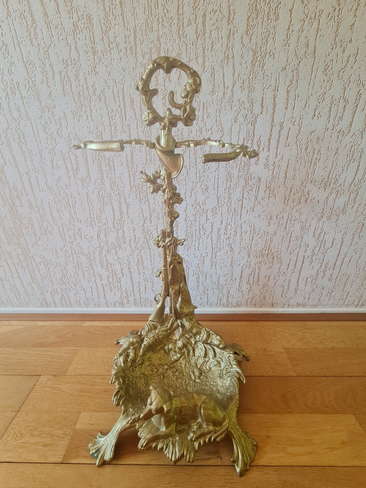 Antieke paraplubak van messing met jachttafereel, Antiek en Kunst, Ophalen of Verzenden