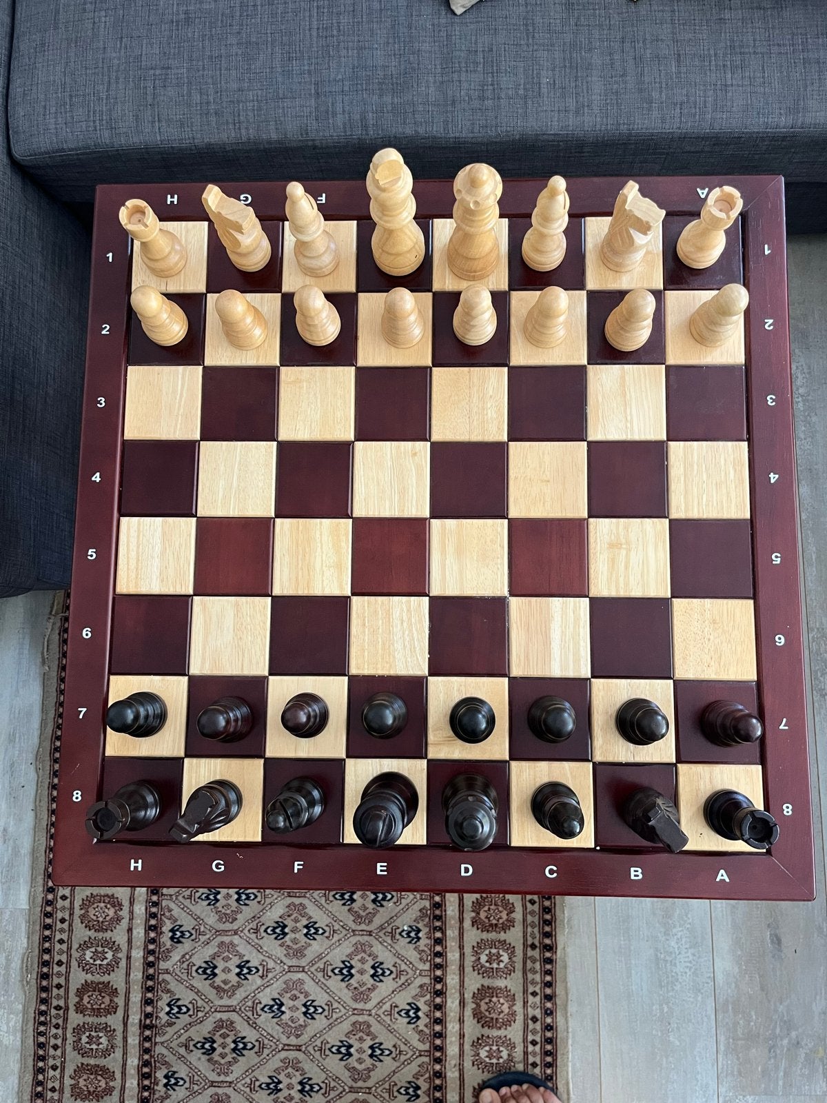 Schaaktafel - Houten schaakbord en schaakset, Een of twee spelers, Ophalen, Gebruikt
