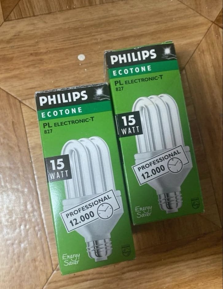 2x Philips Ecotone PL Electronic-T E27 15W spaarlamp, Ophalen of Verzenden, Nieuw, E27 (groot), Philips