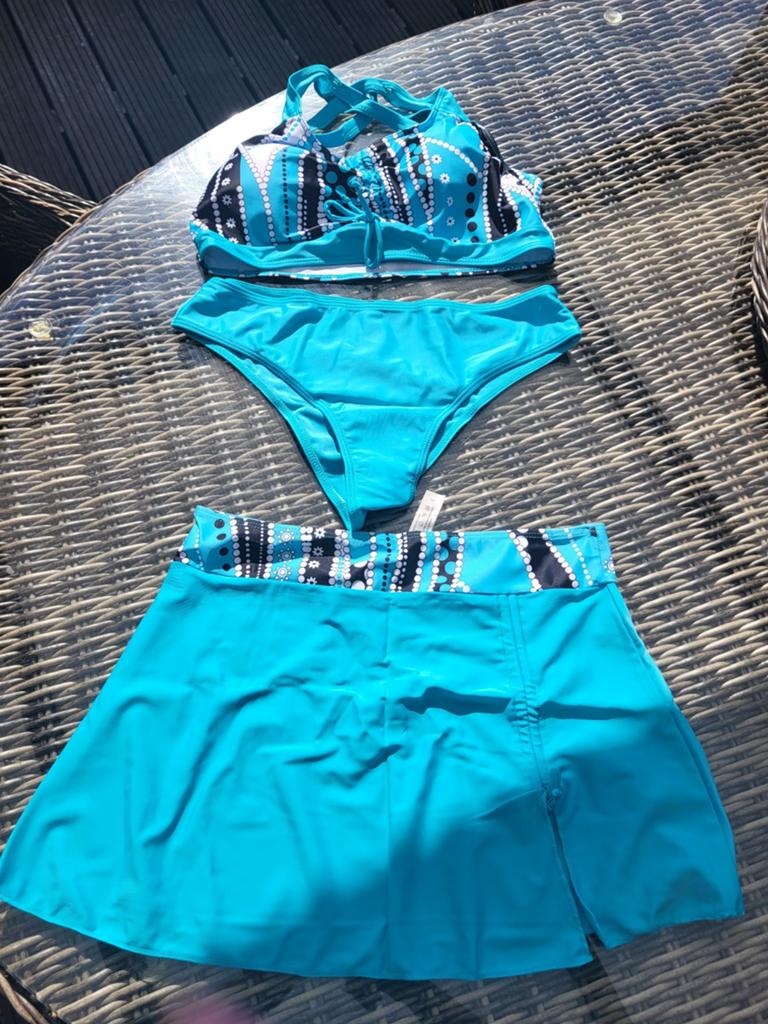 Turquoise bikini met rokje - Maat L, Ophalen, Blauw, Nieuw, Onbekend