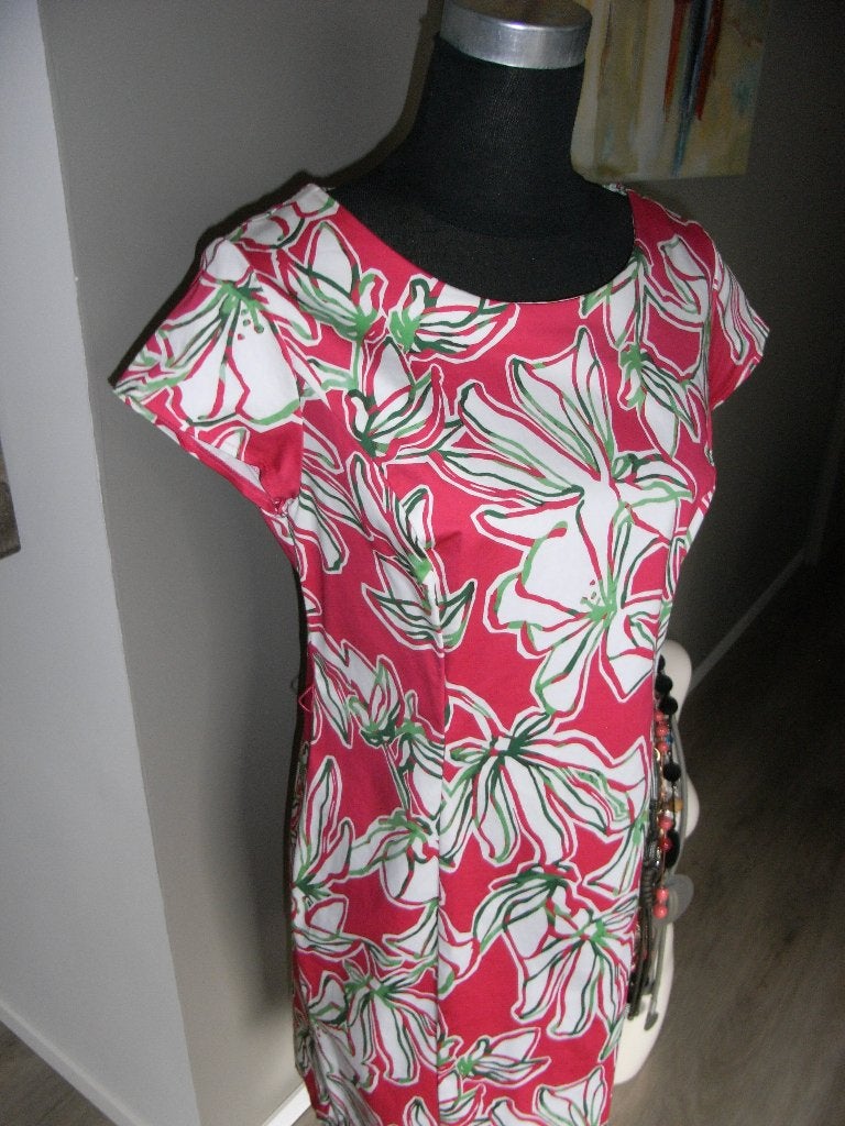 vrolijke zomerjurk GERRY WEBER mt 40 valt 36/38, roze/wit/gr, Maat 38/40 (M), Overige kleuren, Nieuw, Ophalen of Verzenden