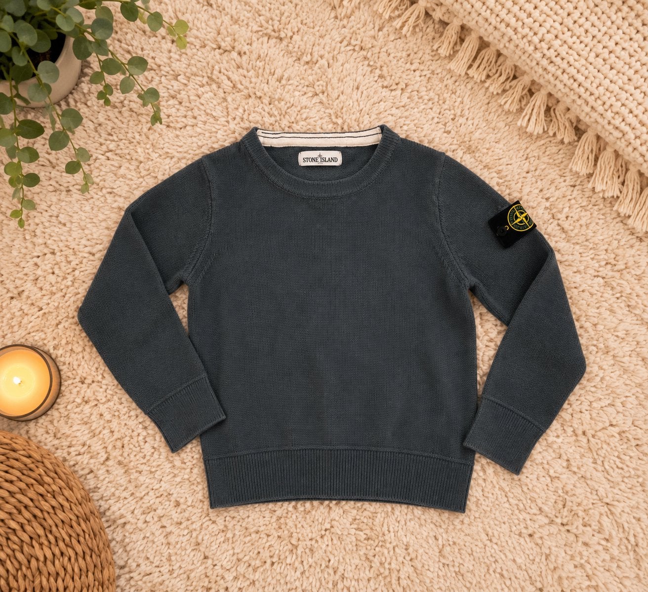 Vintage Stone Island Junior sweater grijsgroen – maat 92, Kinderen en Baby's, Ophalen of Verzenden, Zo goed als nieuw, Jongen