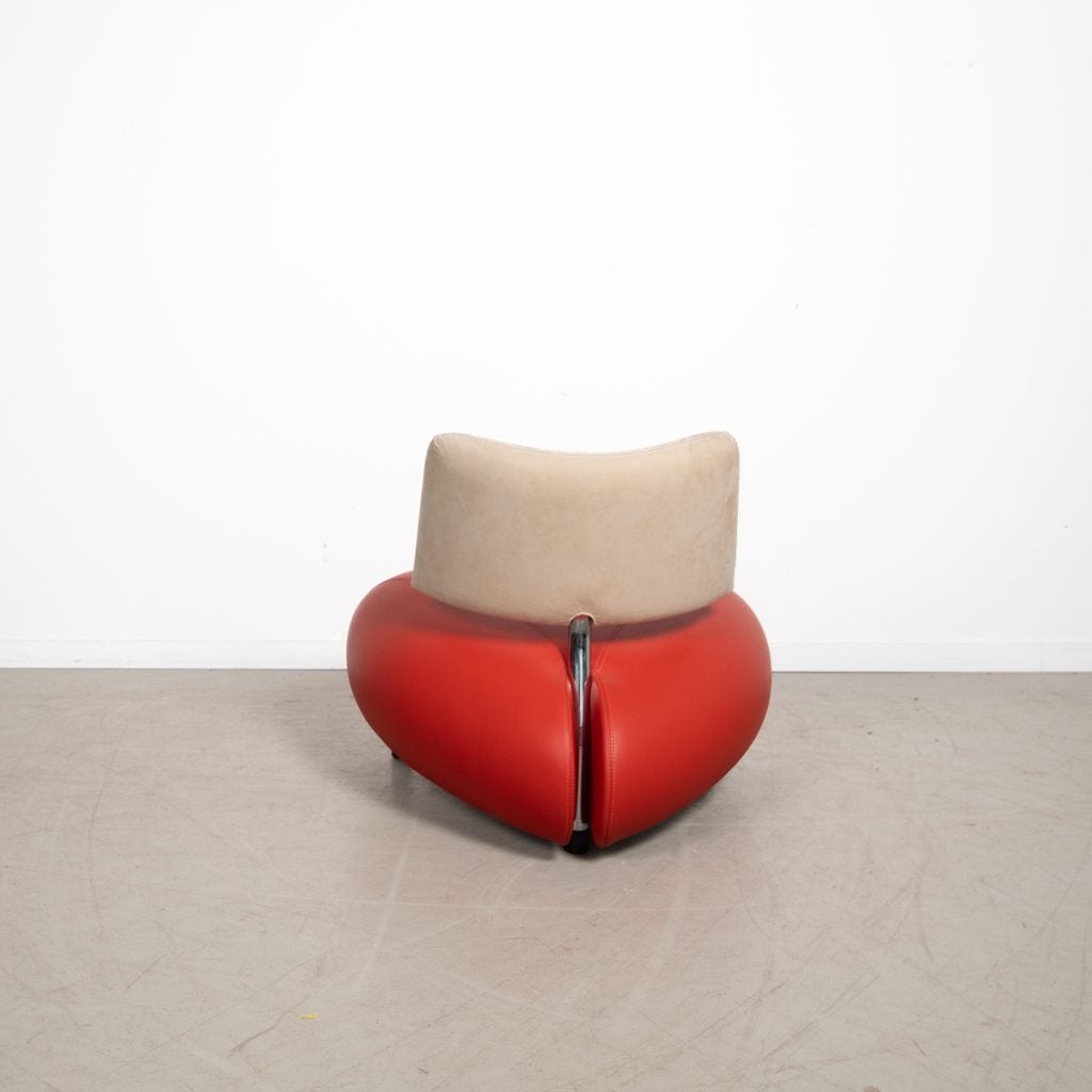 Leolux Pallone Pa Fauteuil Rood Leer, Niet ingevuld, Zo goed als nieuw, Niet ingevuld, Niet ingevuld