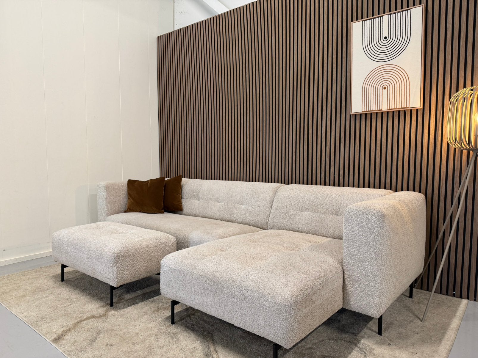 By Sidde - Borre - Hoekbank - Hocker - Beige / Creme, Huis en Inrichting, Ophalen of Verzenden, 150 cm of meer, Vierpersoons of meer