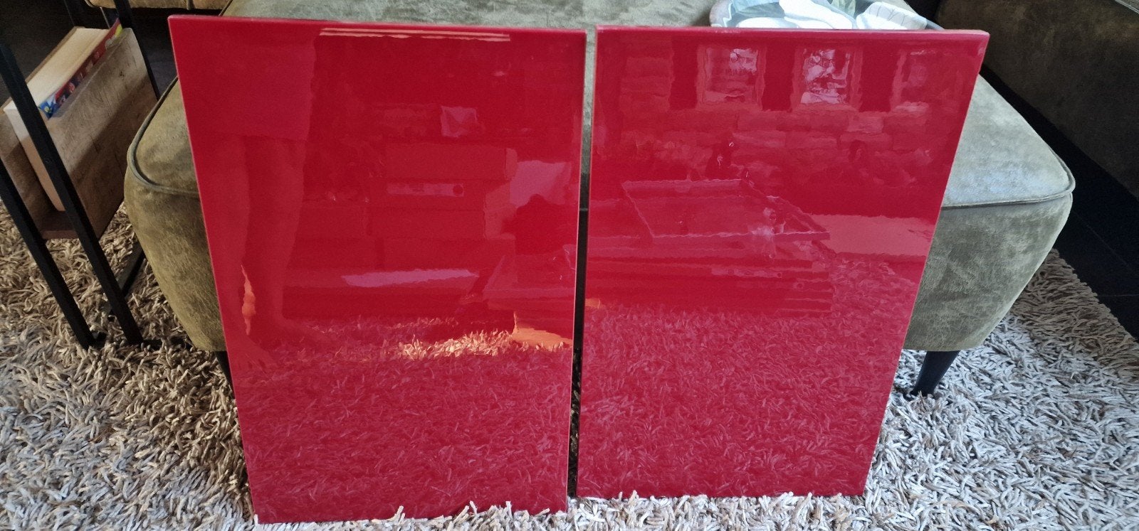 2x IKEA BESTA LAPPVIKEN hoogglans Rood deurtjes 60x38 cm, Ophalen of Verzenden, Gebruikt