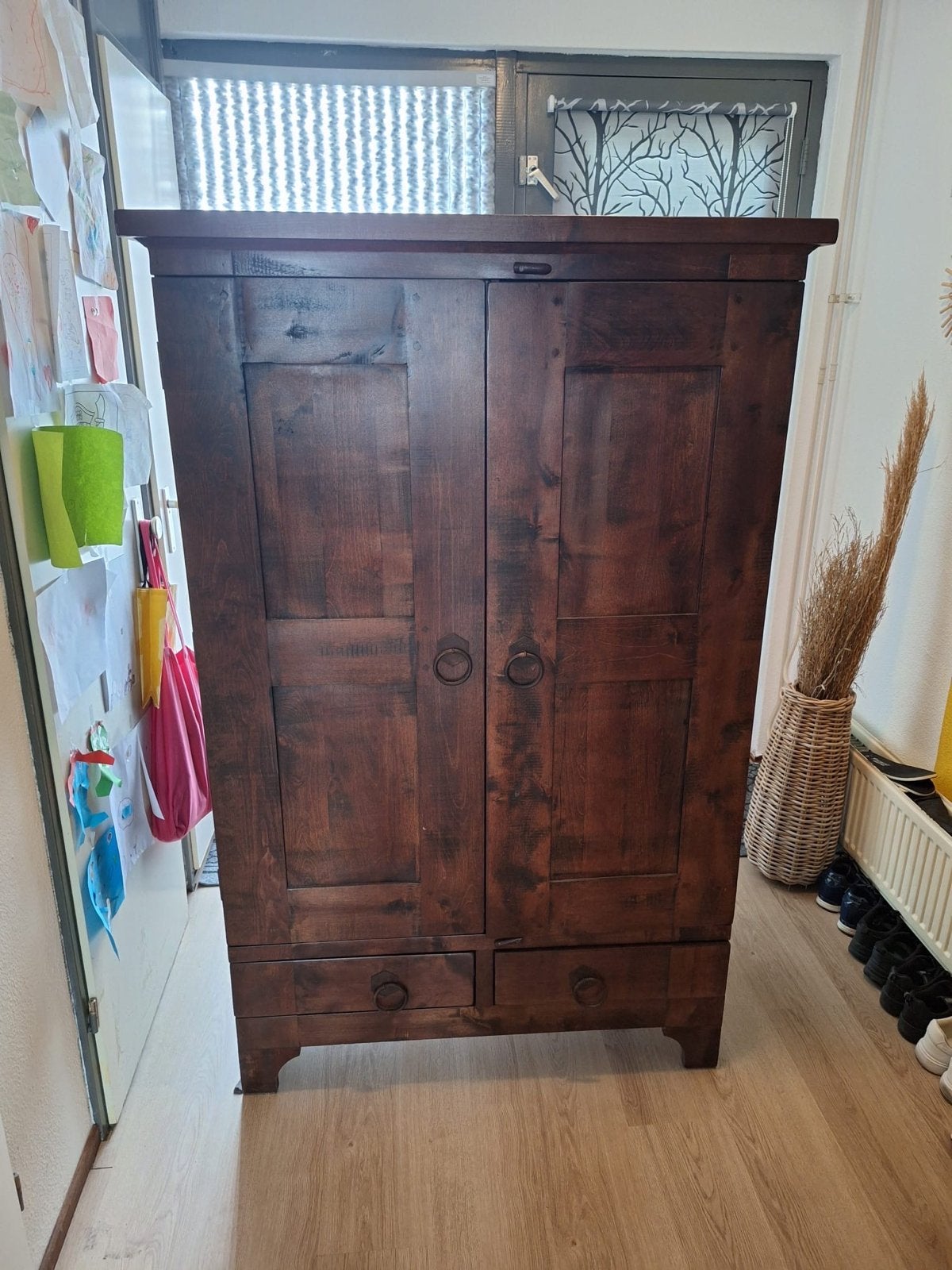 Massief houten kast, Ophalen, Gebruikt, 50 tot 100 cm, Met lade(s)