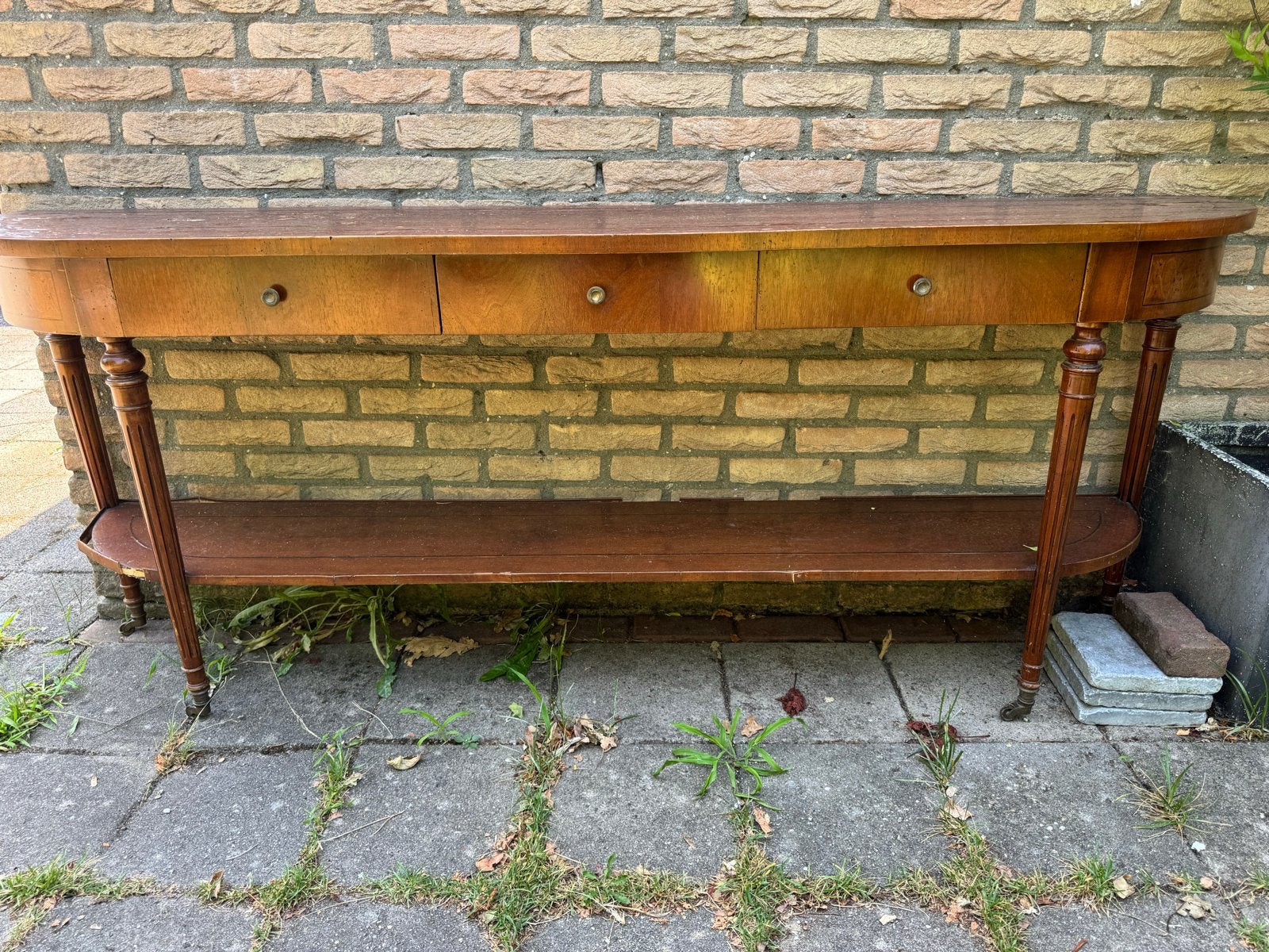 Antieke haltafel/sidetable met lade en onderblad, Antiek en Kunst, Ophalen
