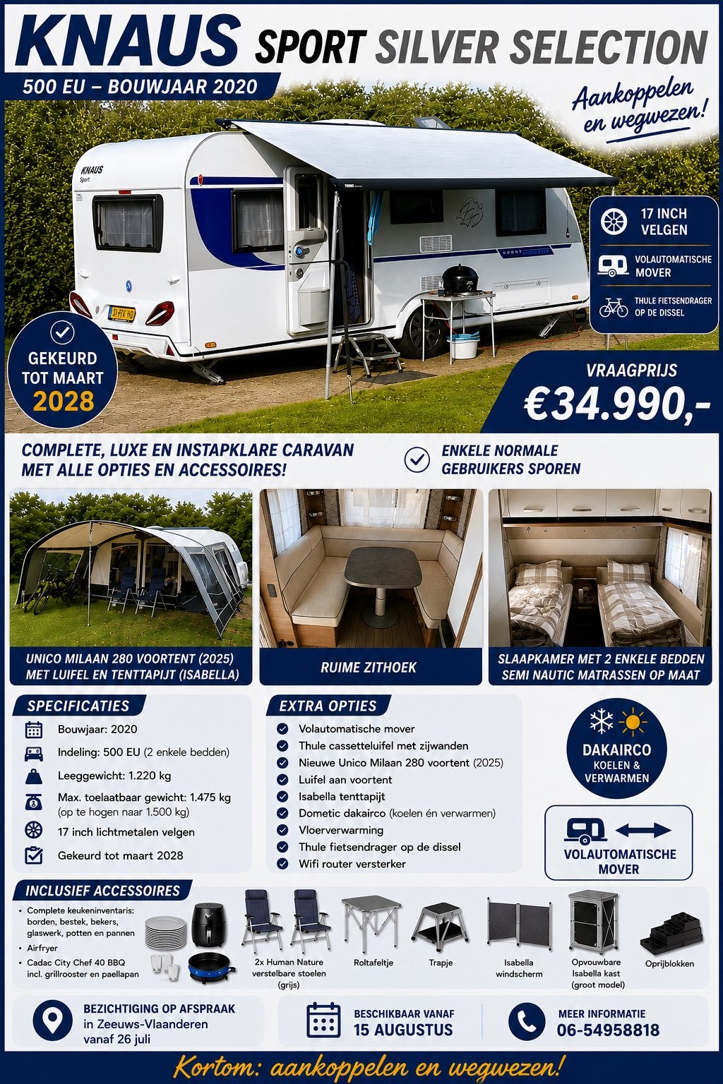 Knaus silver edition 2020, 500 eu, Caravans en Kamperen, Caravans, Schokbreker, Rondzit, 7 tot 8 meter, Particulier