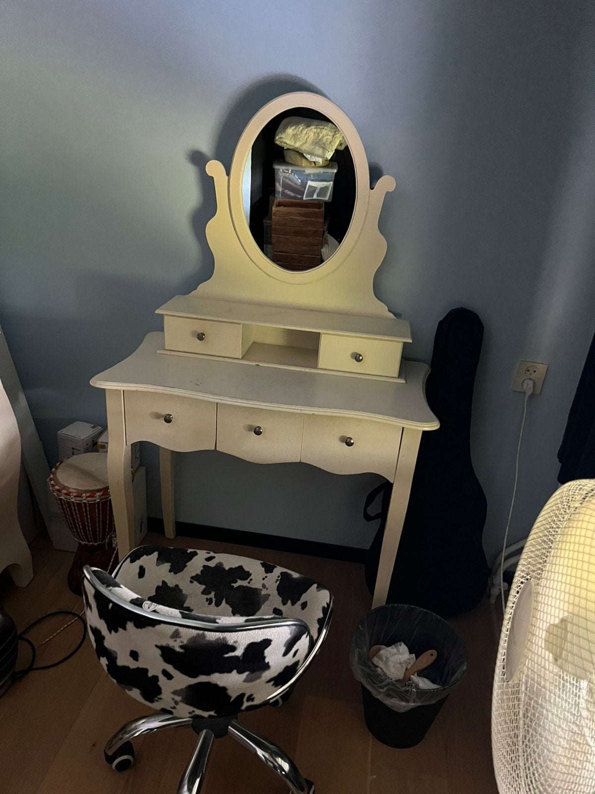 Vintage kaptafel met spiegel en lades, Ophalen, Gebruikt, 100 tot 150 cm, 50 tot 100 cm