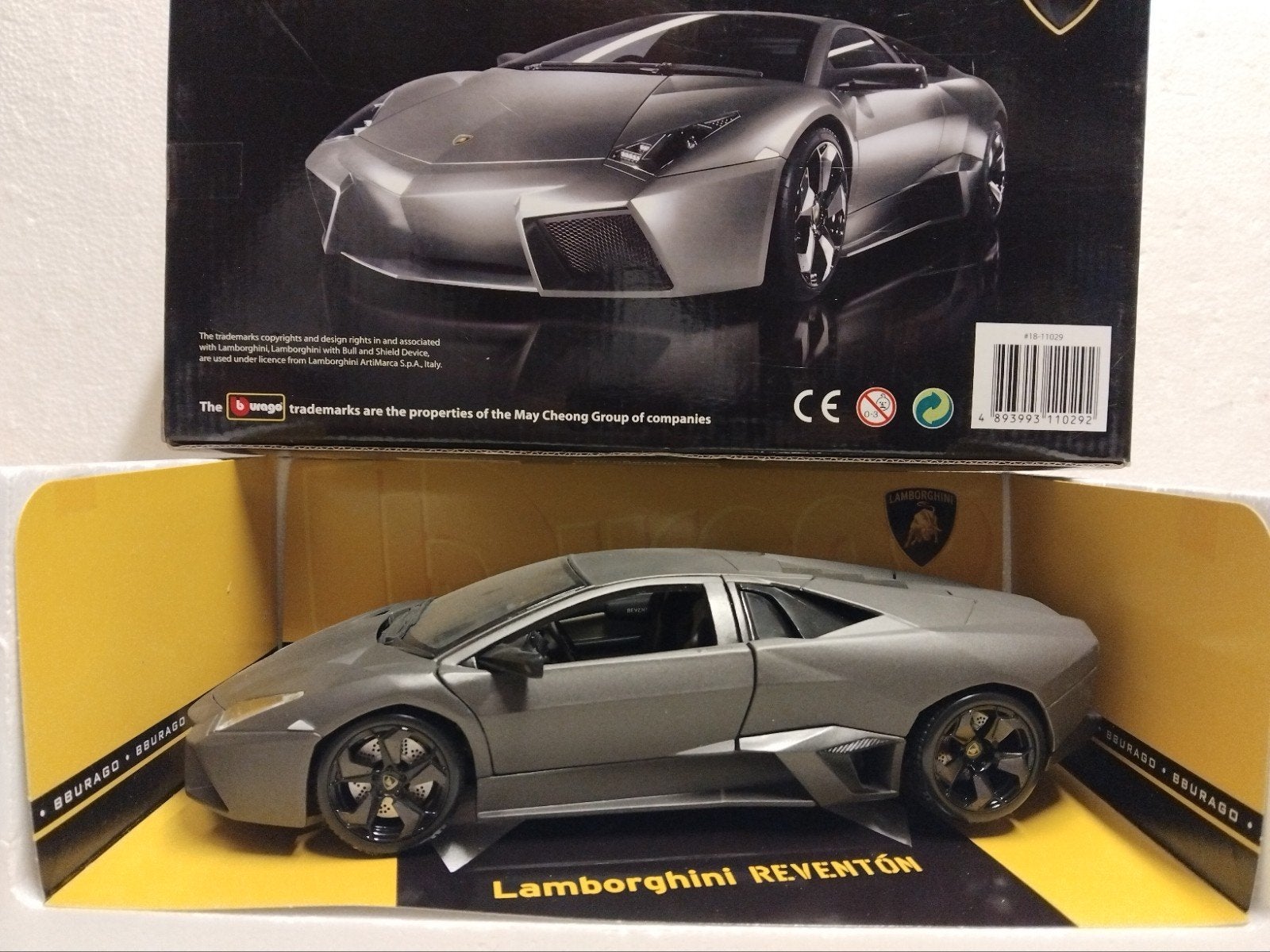 Lamborghini Reventon mat donker grijs Bburago 1:18 KRD, Ophalen of Verzenden, Zo goed als nieuw, Auto, Overige merken
