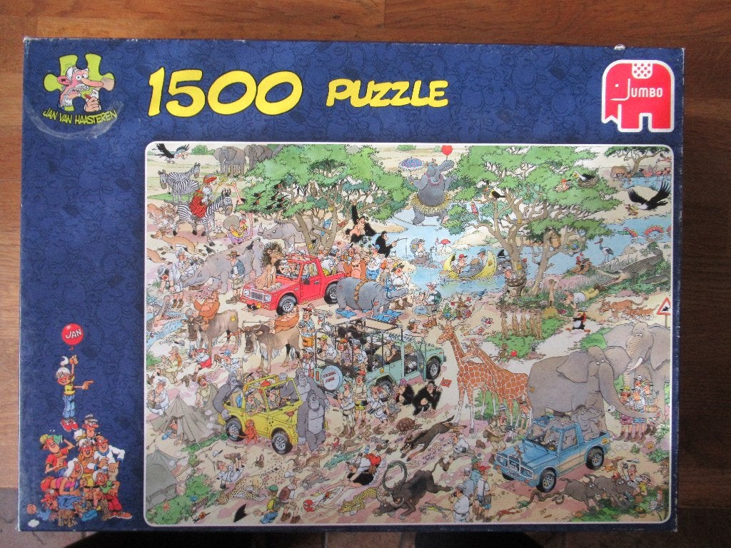 Jan van Haasteren - Safari, Hobby en Vrije tijd, Ophalen of Verzenden, 500 t/m 1500 stukjes, Gebruikt, Legpuzzel