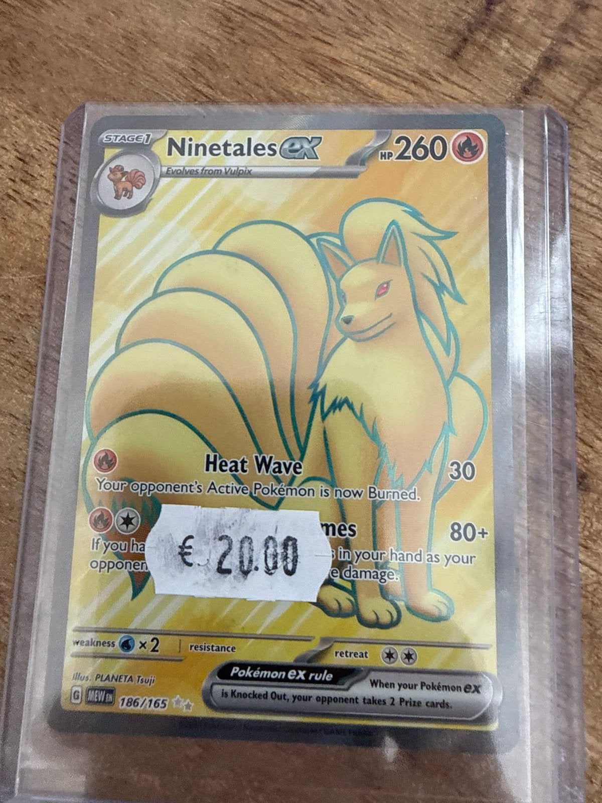 Pokémon Ninetales ex kaart (186/165) - Mew ex set, Ophalen of Verzenden, Zo goed als nieuw, Losse kaart