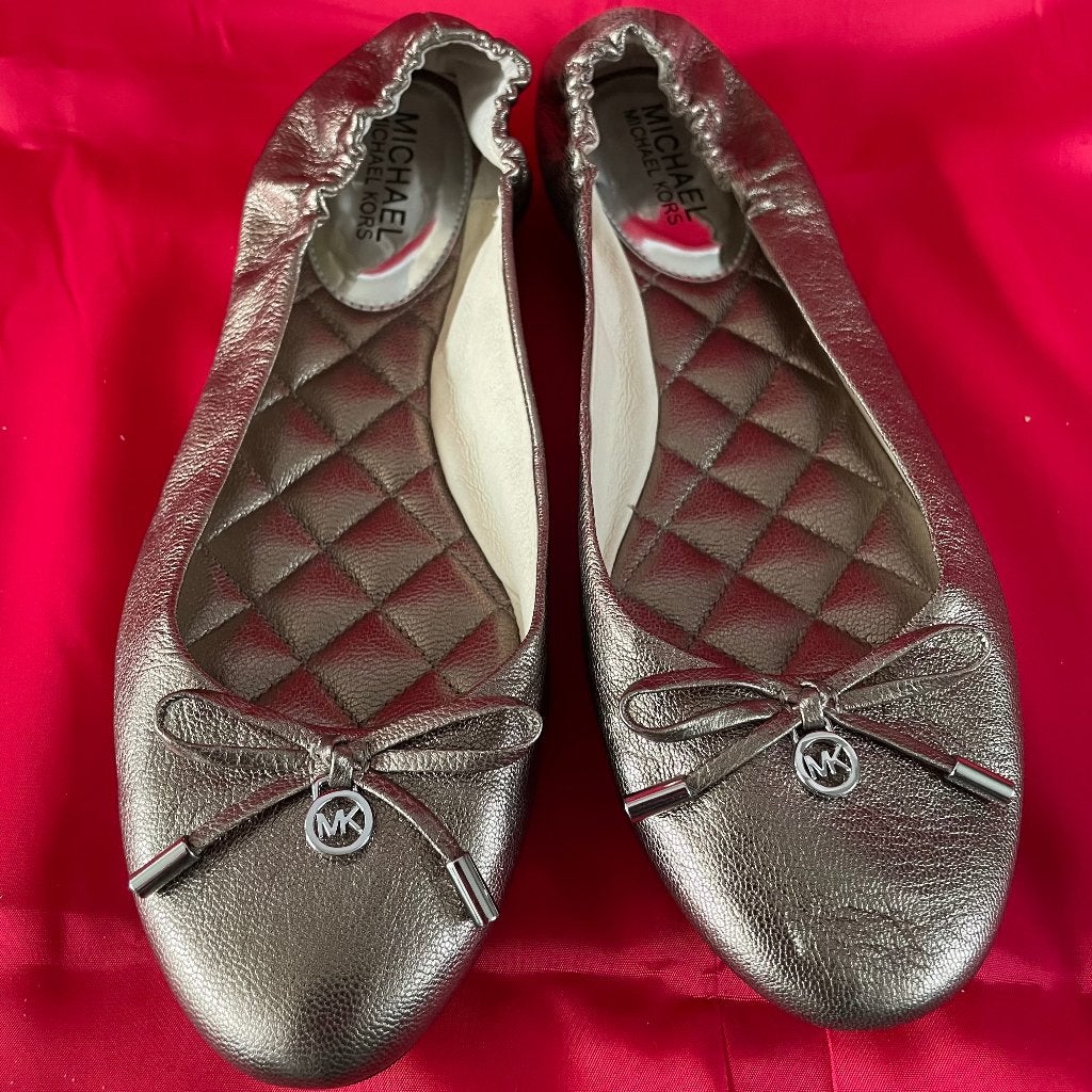 Michael Kors leren Ballerina’s, maat 39. Goud Brons Metallic, Kleding | Dames, Schoenen, Zo goed als nieuw, Overige kleuren, Michael Kors
