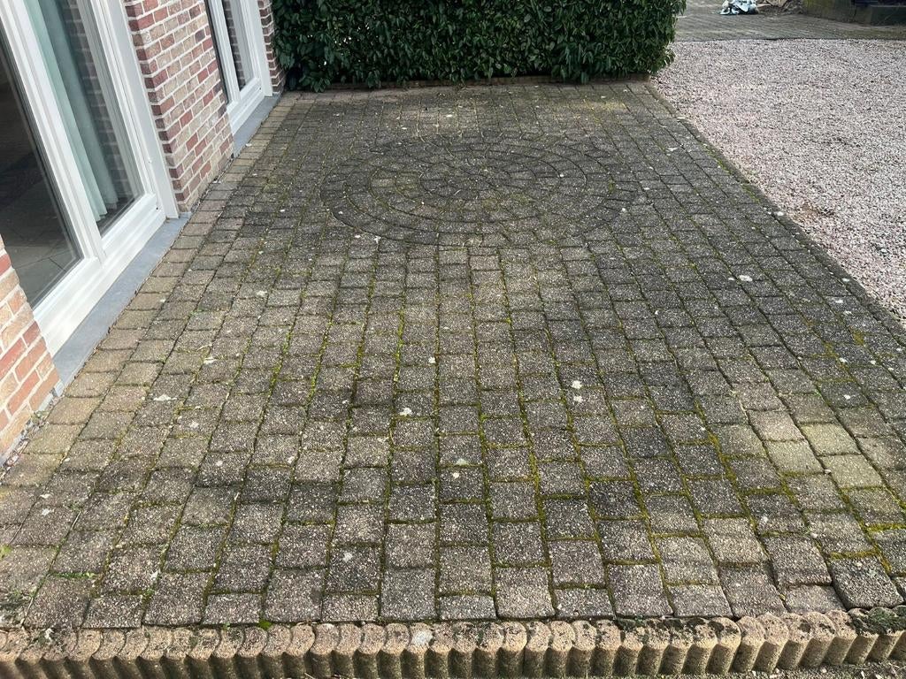 Gratis Ophalen 18m2: Gemêleerde Stenen 14x14 + Cirkels, Ophalen, Gebruikt, Klinkers, 10 m² of meer