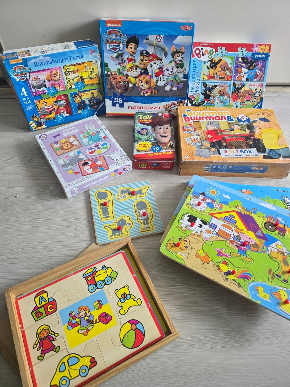 Grote collectie kinderpuzzels en spellen, Ophalen, 2 tot 4 jaar, Gebruikt, Meer dan 50 stukjes