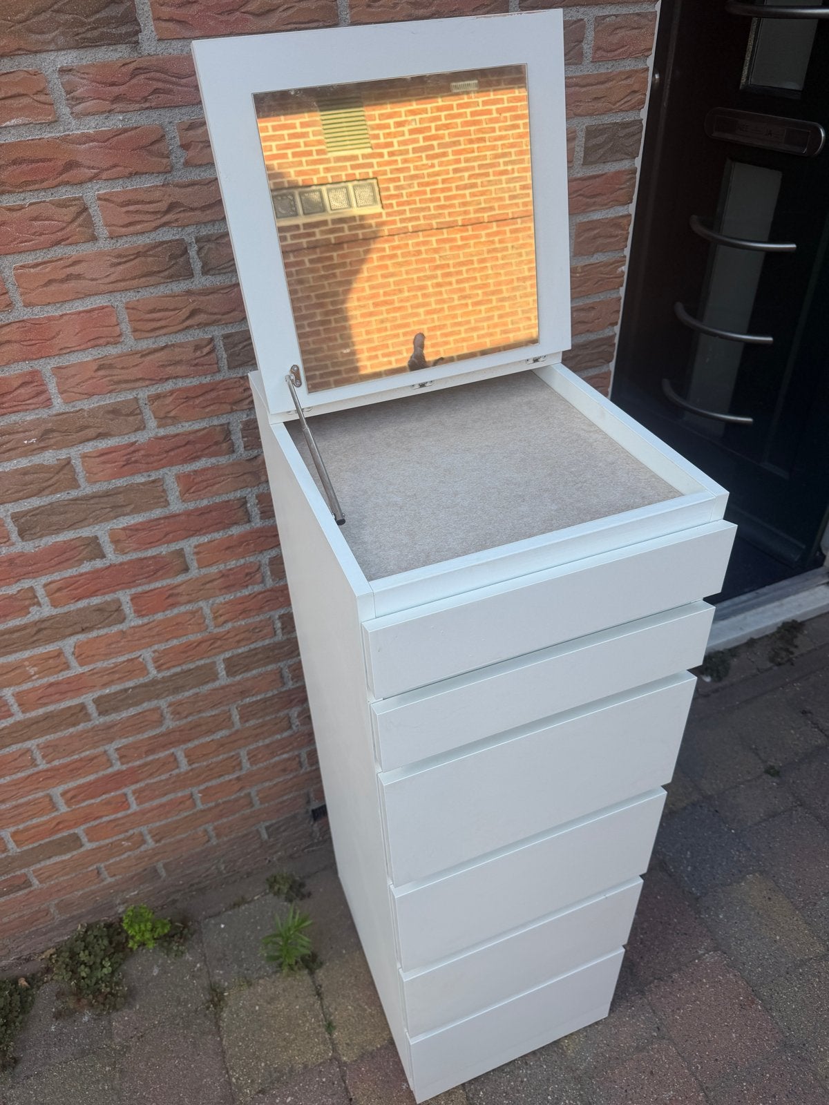 IKEA Malm ladekast met spiegel - Wit, Huis en Inrichting, Kasten | Ladekasten, Ophalen, Minder dan 50 cm, Gebruikt, 5 laden of meer