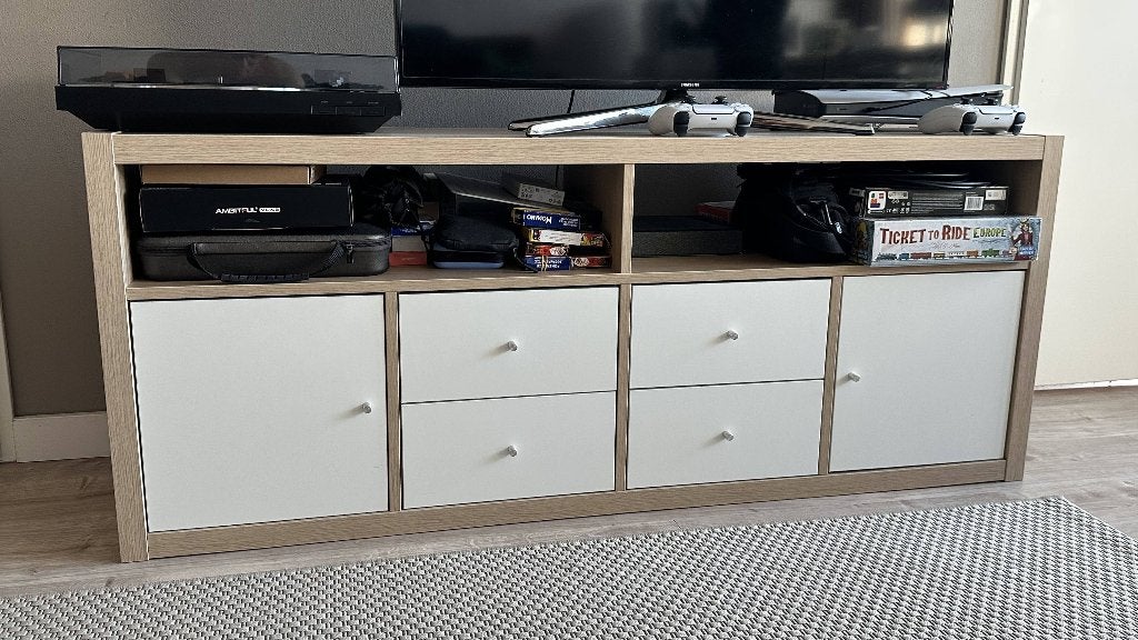 TV - meubel / TV - table cabinet, Huis en Inrichting, Kasten | Televisiemeubels, Ophalen, Eikenhout, 100 tot 150 cm, Zo goed als nieuw