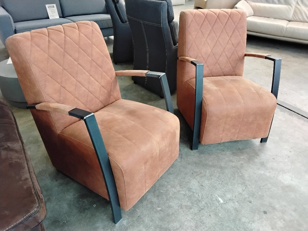 2x2 luxe stoelen / fauteuils. Bruin en d.grijs. Second Life, Ophalen, Overige materialen, Zo goed als nieuw, Vier