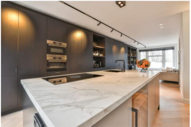 Keuken / wandkast + Bora Pure, Ophalen, Gebruikt, Bruin, Dubbelwandige keuken
