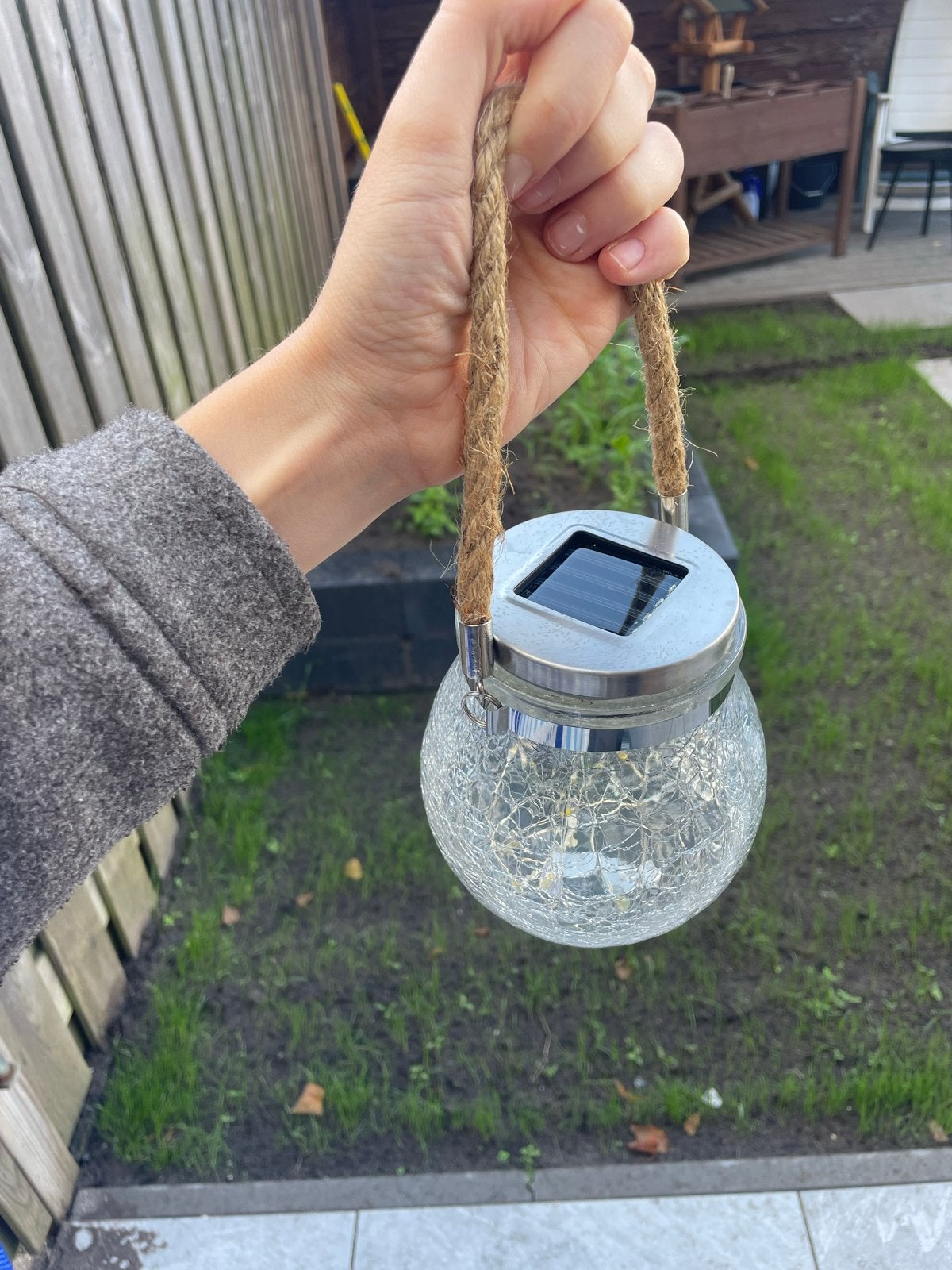 Solar Glazen Bol Buitenlamp met Touw, Zonne-energie, Minder dan 50 watt, Overige typen, Ophalen of Verzenden