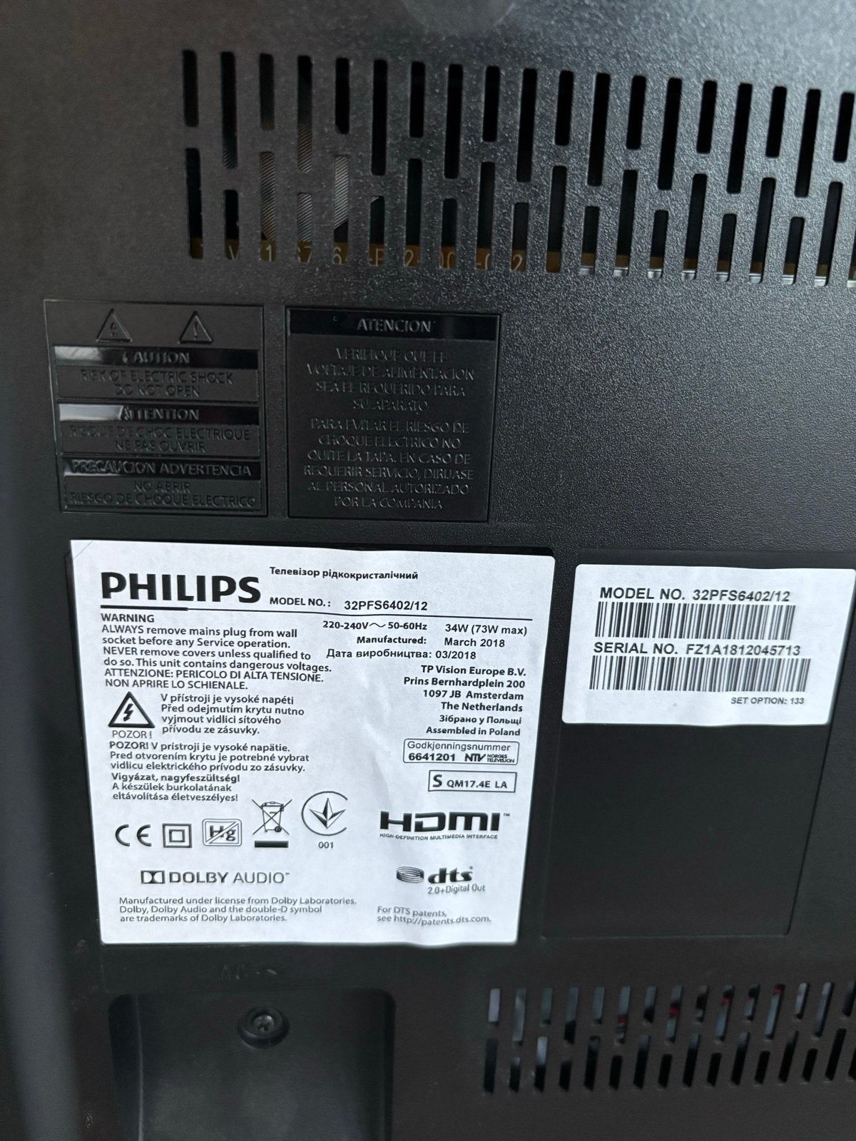 Philips 32PFS6402/12 Smart TV - Gratis afhalen (defect), Ophalen, Philips, LED, 50 Hz