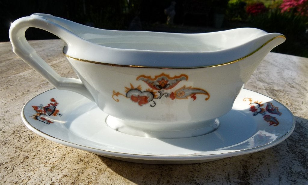 Prachtig Art Deco Jamin Servies Serveerschaal en Sauskan, Antiek en Kunst, Ophalen of Verzenden