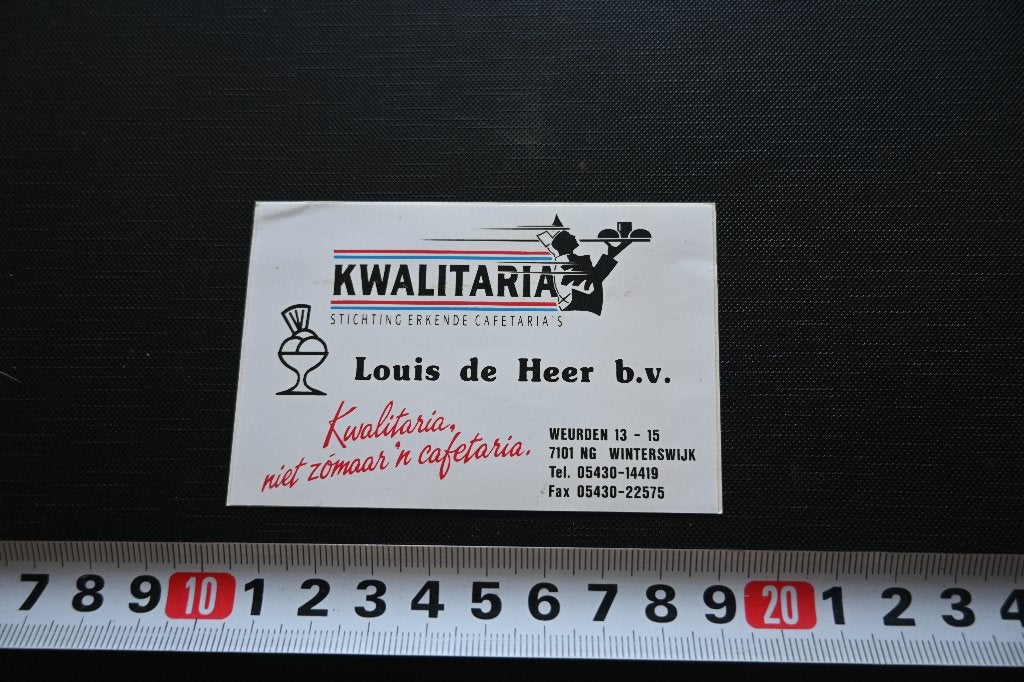 sticker winterswijk kwalitaria LOUIS DE HEER BV cafetaria, Ophalen of Verzenden, Zo goed als nieuw