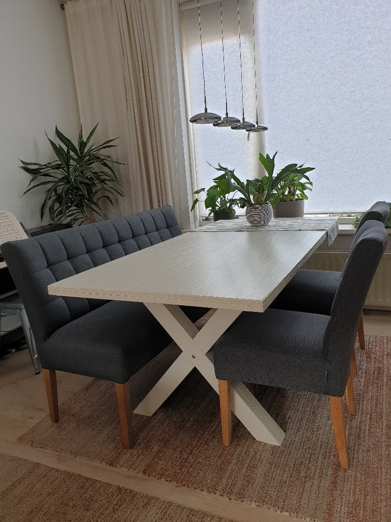 Schaarpoottafel, Huis en Inrichting, Ophalen, Gebruikt, 50 tot 100 cm, 150 tot 200 cm