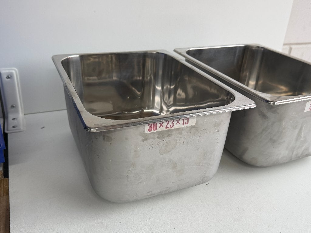 2 x RVS Spoelbak 30 x 23 x 15, Ophalen of Verzenden, Nieuw, Lijn of Blok