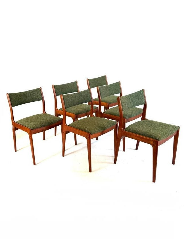 6x gerestaureerde eetkamerstoel, Johannes Andersen ‘60, Johannes Andersen, Ophalen of Verzenden, Zo goed als nieuw, Johannes Andersen