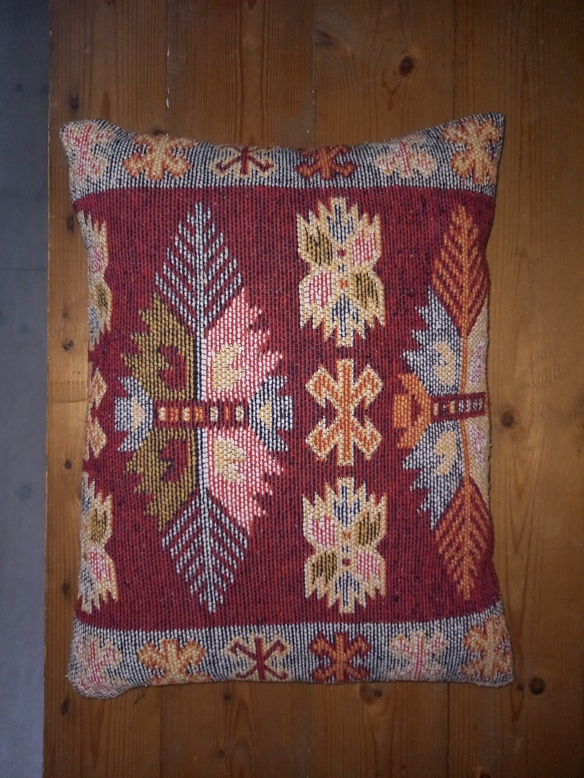 Origineel handgemaakt kelim kussen 50x40 cm, Huis en Inrichting, Gebruikt, Meerkleurig, Ophalen of Verzenden, Sierkussen
