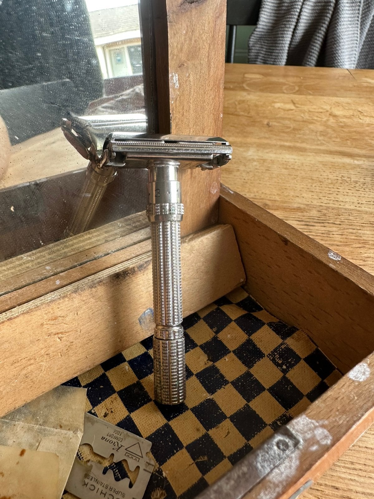 Vintage Antiek Gillette Slim Adjustable scheermes jaren 60, Ophalen of Verzenden, Gehele gezicht