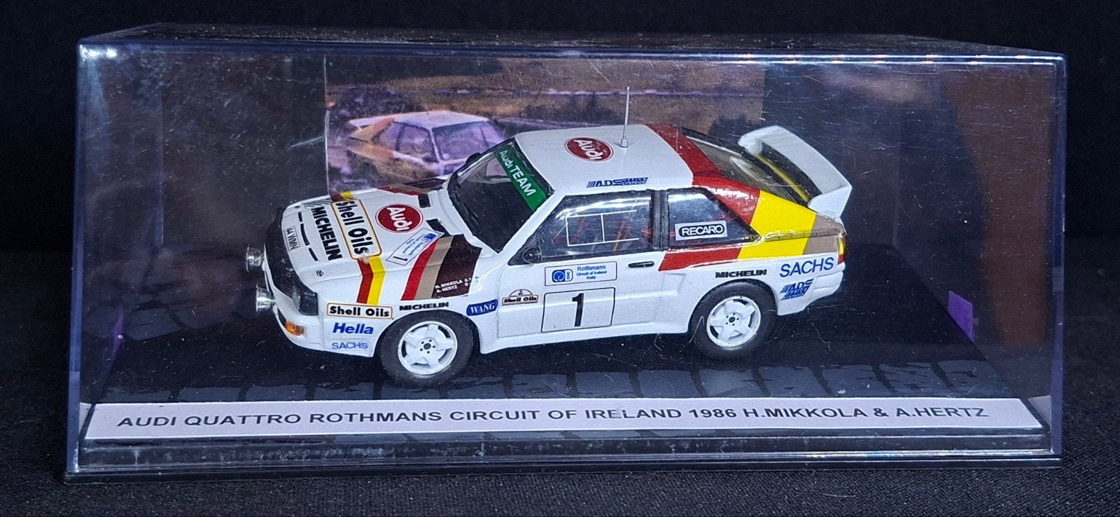 Audi Quattro Rothmans Circuit of Ireland 1986 model, Ophalen of Verzenden, Zo goed als nieuw, Auto, Overige merken