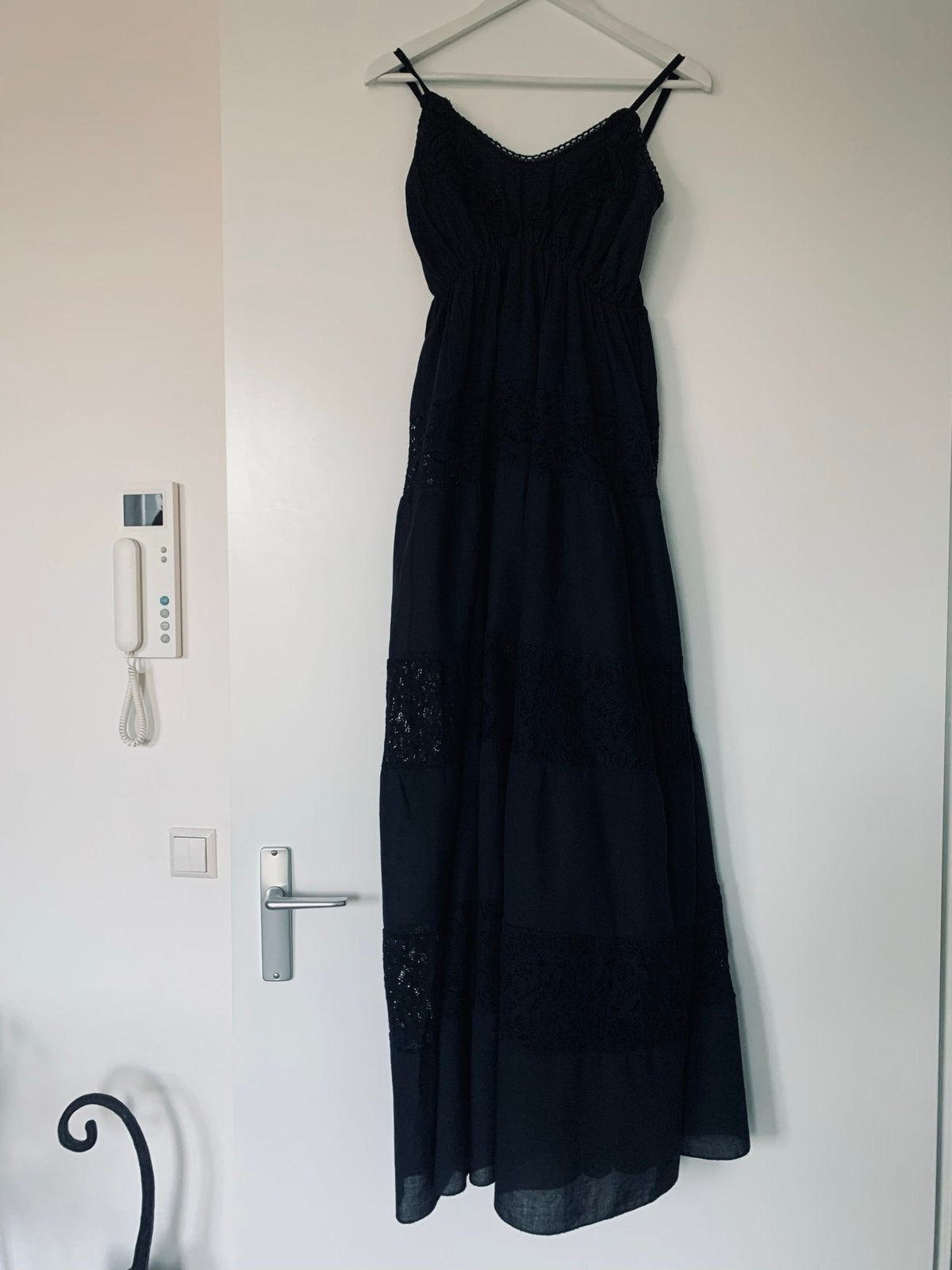 Mooie zwarte ibiza style jurk, maat S/M, Kleding | Dames, Jurken, Ophalen, Zwart, Zo goed als nieuw, Maat 36 (S)