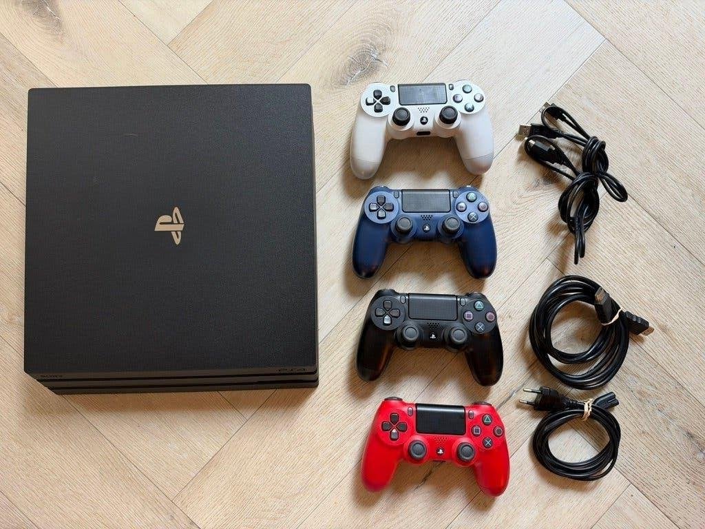 PlayStation 4 Pro 1TB + 4 originele controllers, Gebruikt, Ophalen of Verzenden, 1 TB, Pro