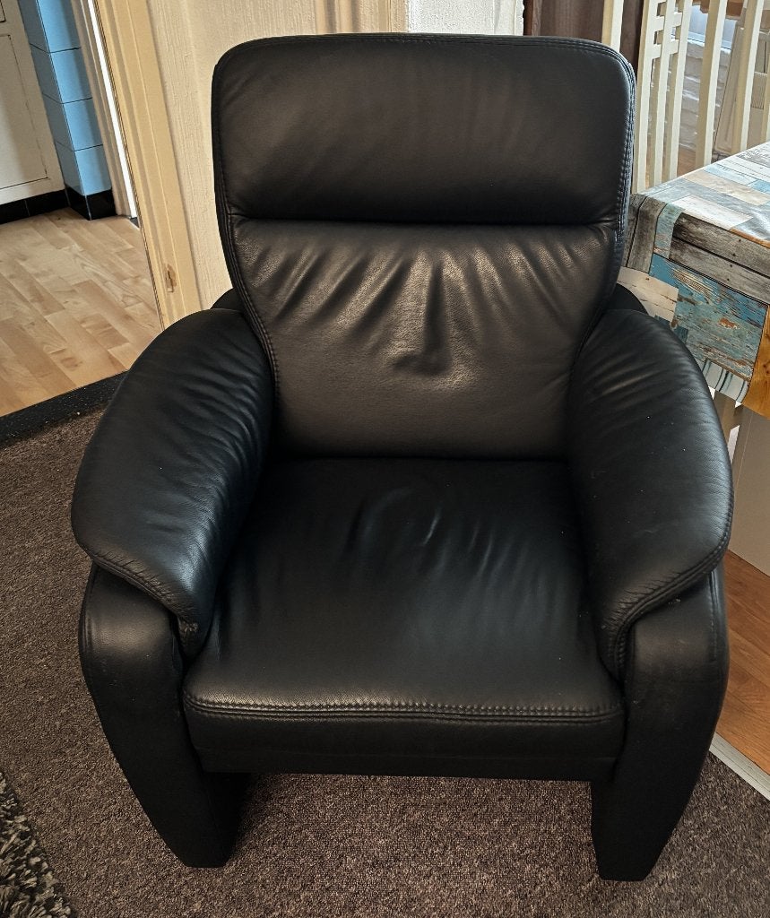 Woonkamer stoelen en bank, Ophalen, Twee, Zwart, Leer
