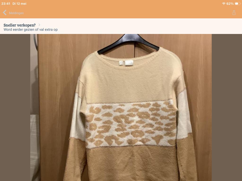 Bodyflirt Trui XS met leuk luipaard dessin, lekker zacht!, Ophalen of Verzenden, Zo goed als nieuw, Maat 34 (XS) of kleiner, Beige