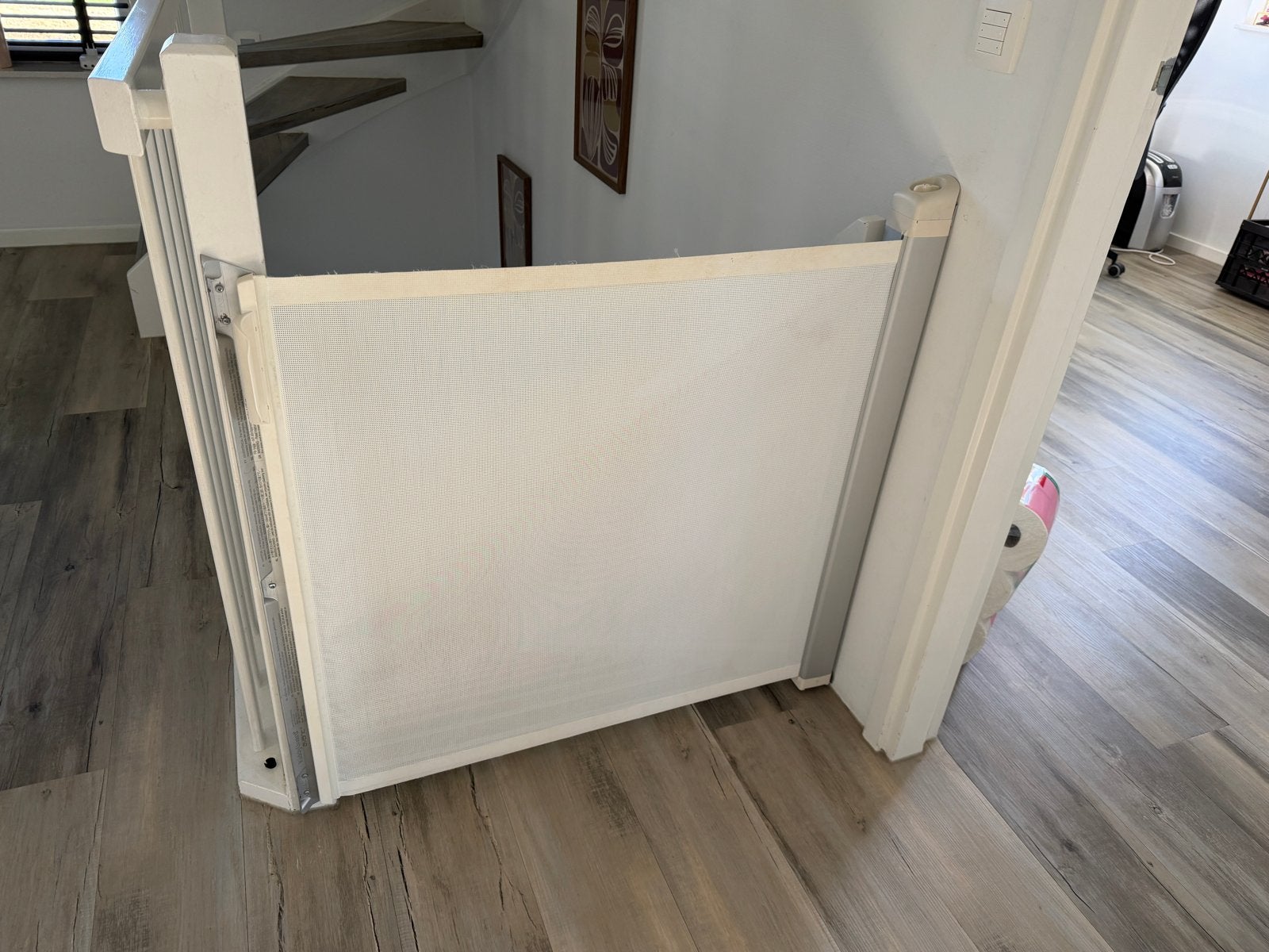 KiddyGuard Avant White Traphekje, Kinderen en Baby's, Overige materialen, Gebruikt, Oprolhekje, Ophalen of Verzenden