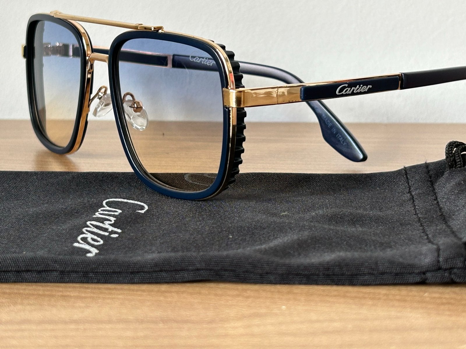 Luxe Cartier zonnebril blue/gold UV400 heren-dames, Overige merken, Zonnebril, Blauw, Nieuw